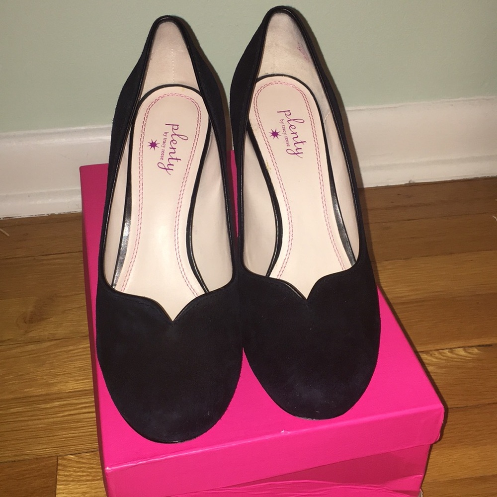 Plenty by Tracy Reese black suede heels size 38.5 - Picture 2 of 6